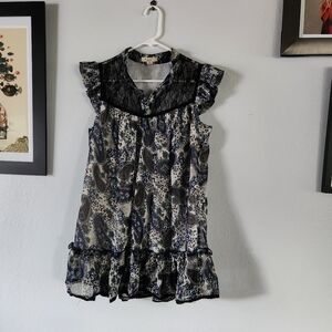 Black Lace Paisley Tunic Top